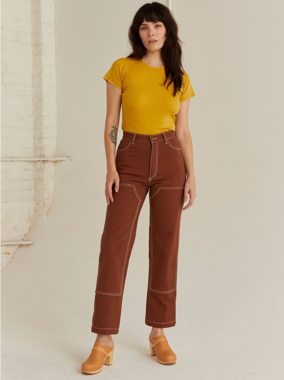 EUC Lykke Wullf Workwear Mustang Brown Denim Jeans Pants Size 2